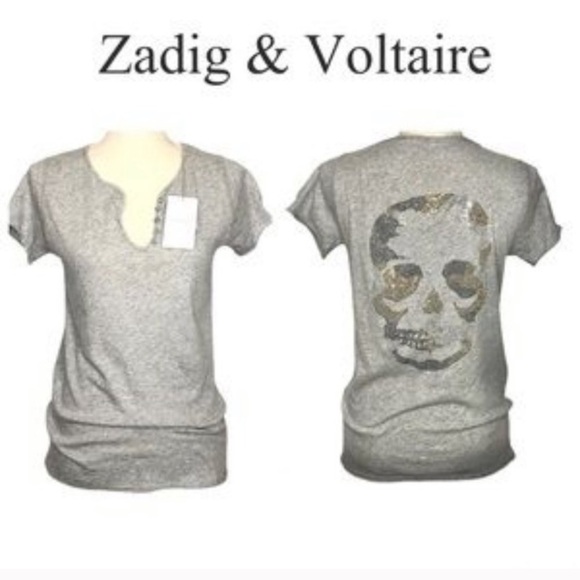 [Zadig & Voltaire] Classic Gray Camo Skull Shirt - Picture 1 of 7